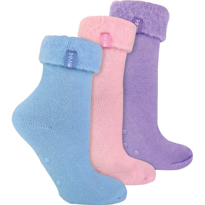 THMO - 3 Paar Dames Pantoffel Sokken met Antislip Grips | Bed Sokken - Diverse