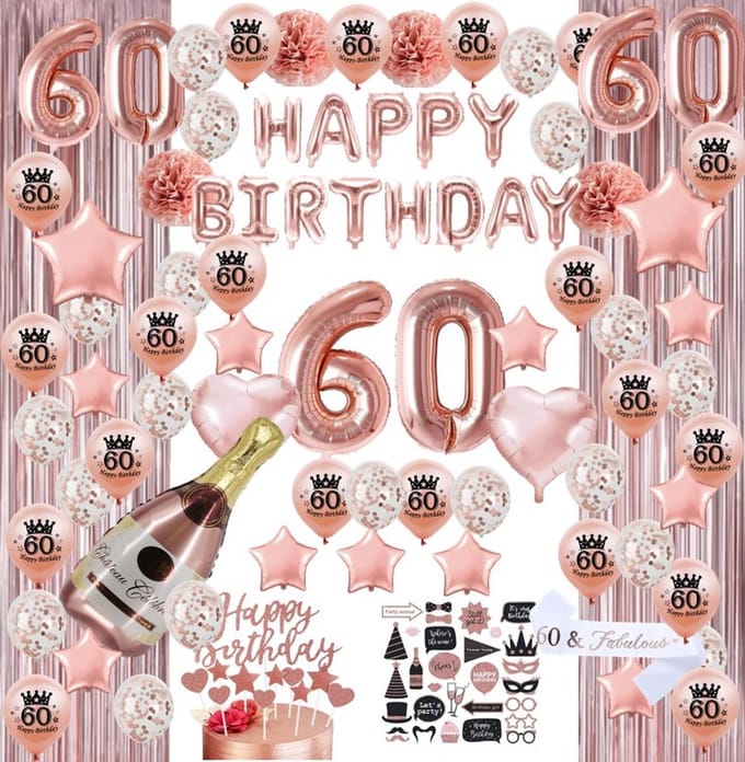FeestmetJoep® 60 jaar verjaardag versiering & ballonnen - Rose goud