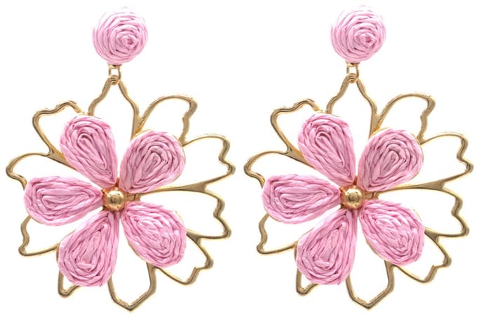 Oorbellen Bloem – Kunststof – 7x6cm – Roze