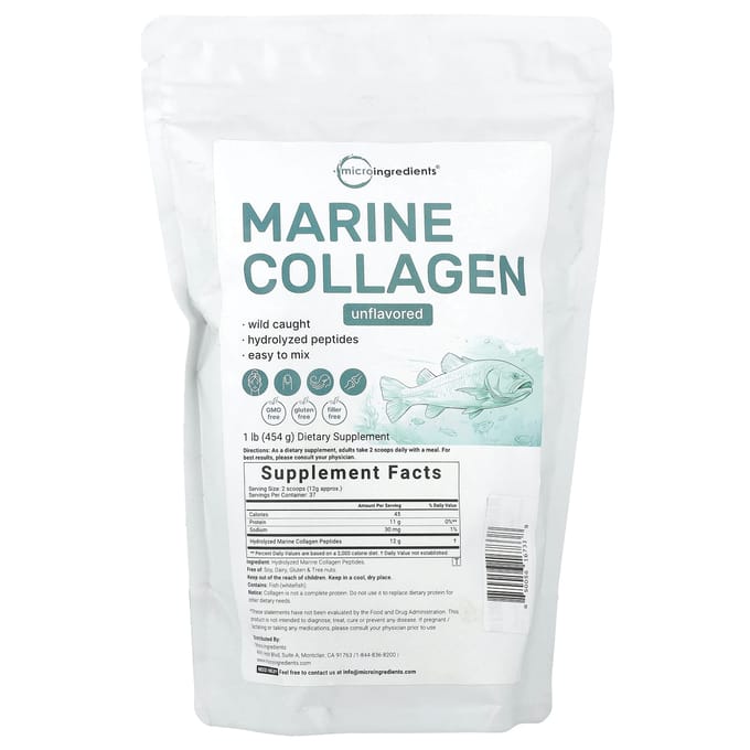 Micro-ingrédients, collagène marin, sans saveur, 1 lb (454 g)