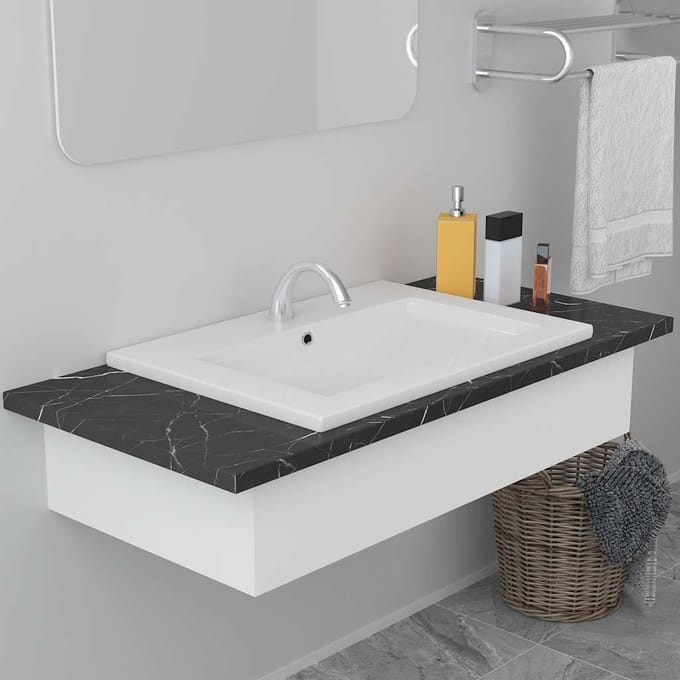 vidaXL - Inbouwwastafel - 61x39,5x18,5 - cm - keramiek - wit