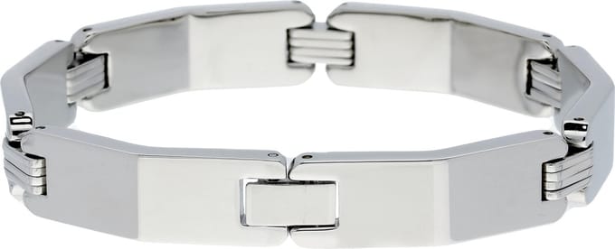 Slate - Stalen schakelarmband 21 cm - Glanzende platte schakels