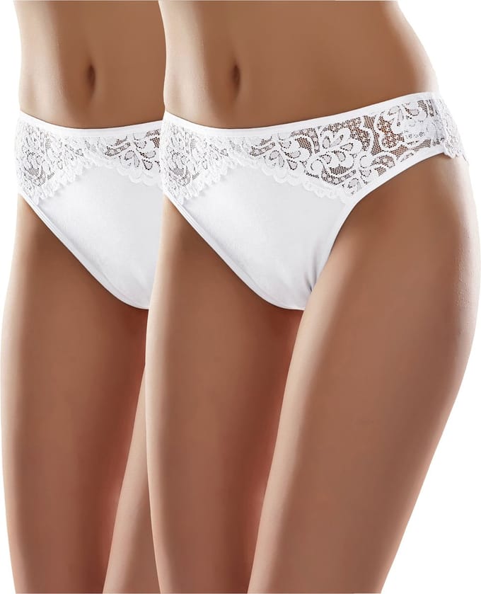 Merry Style Dames Brazilian Onderbroek - Katoen - Regular Taille - 2-Pack - MS-GAB-45-String-2P - Wit (2Pack) - S