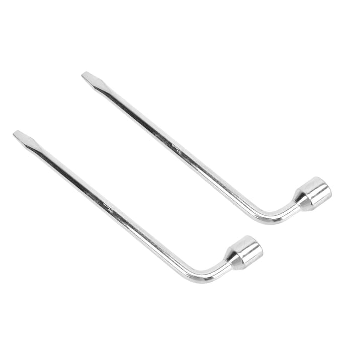 2 pièces 21 mm Clé de roue de secours de voiture Type L Clé hexagonale Douille à extrémité fendue Clé de roue pour voiture white