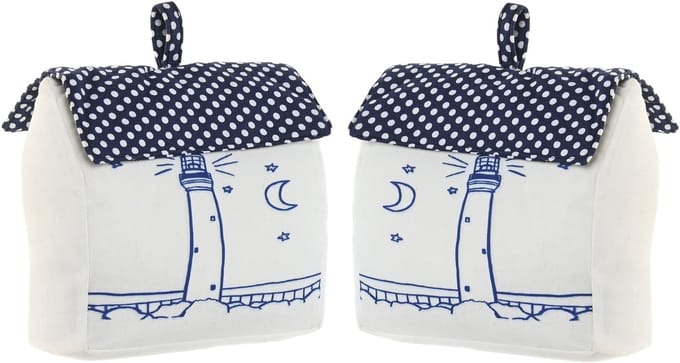 ITEM Deurstopper maritiem huis - 2x - wit - polyester - 15 x 8 x 17 cm - tegen klapperende deuren - strand thema