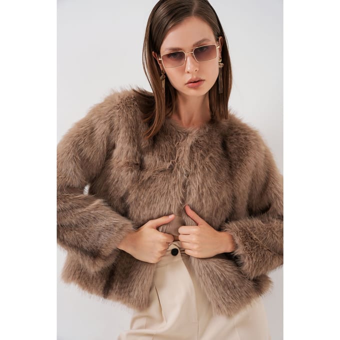 Korte Pasvorm Faux Fur Pluche Jas