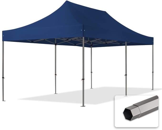 3x6 m Easy Up partytent Vouwpaviljoen, PREMIUM staal 40mm, blauw