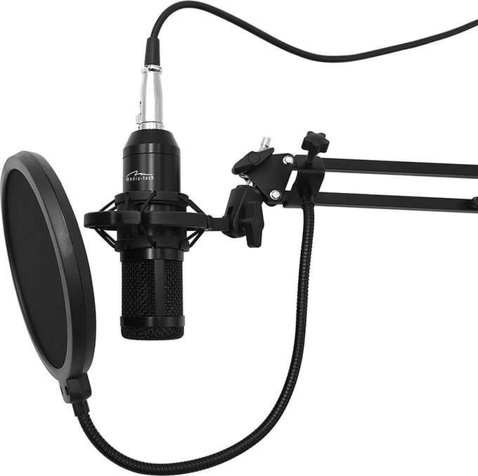Media-Tech - condensatormicrofoon, verstelbaar statief met accessoires - MT397K