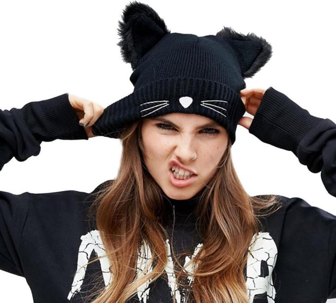 Warme wintermuts met oortjes / kat