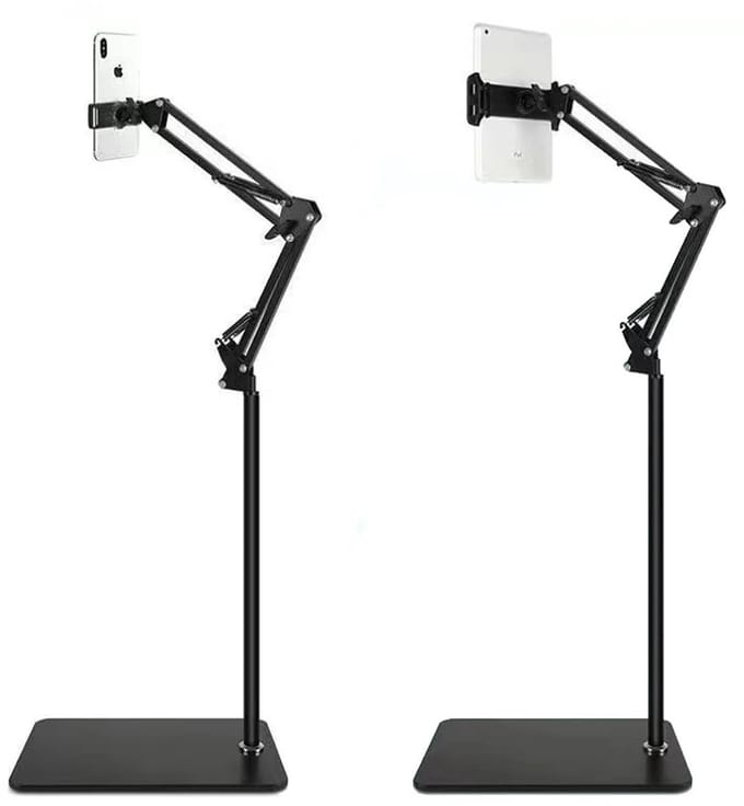 Allero Tablet Houder - Tablet Standaard - Telefoonhouder - Statief - 1.75 Meter - Zwart - Tablet Houder Statief - Flexibele Arm
