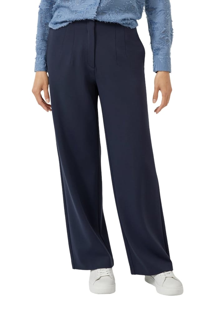 s.Oliver - female - Broek van elastische stof met hoge taille en wijde pijpen