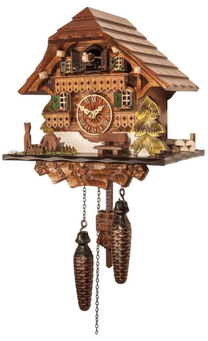 Engstler - 432_Q - Koekoeksklok - Kwarts - Notenhout - 24 cm