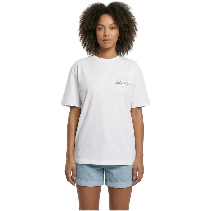 Urban Classics - Heart Logo Loose Dames Tshirt - S - Wit