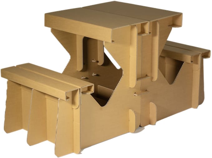 Kartonnen kinder picknicktafel - 62 x 120 x 142 cm - Kartent