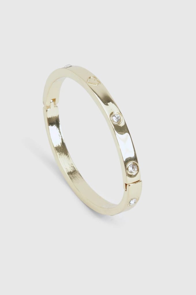 boohoo Dames Hartgeembossede armband | Goud