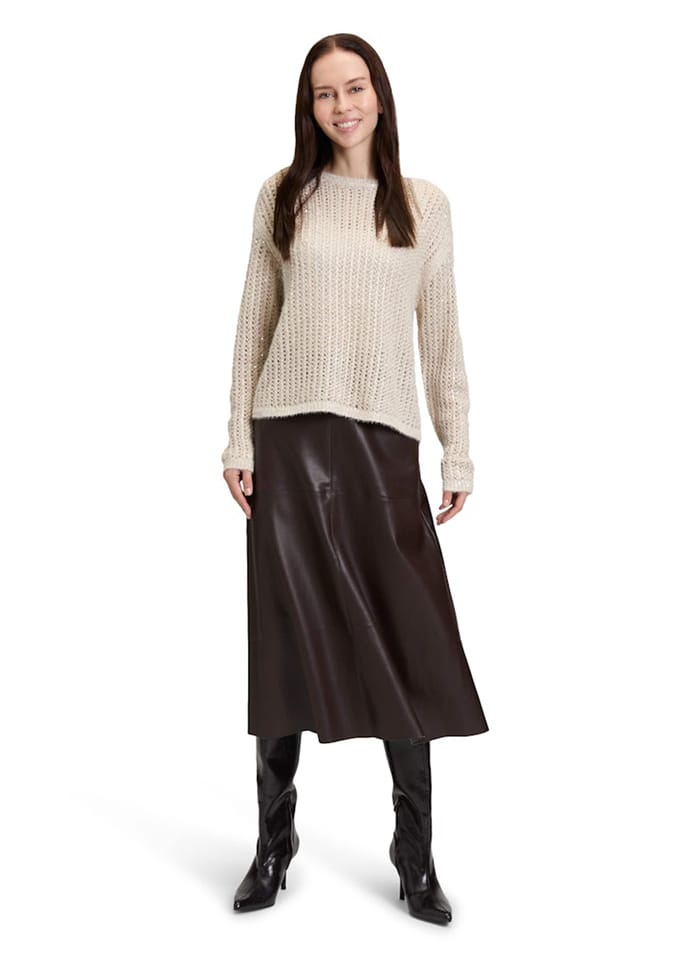 Ajour pullover met pailletten - beige - Gr. 48 van Goldner Fashion