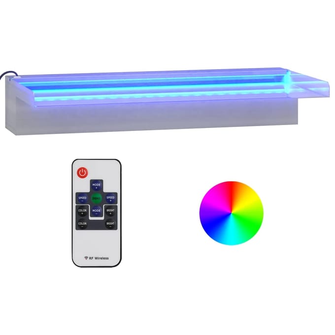 vidaXL - Watervaloverlaat - met - RGB - LED's - 45 - cm - roestvrij - staal