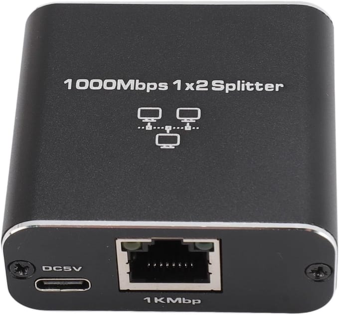 Ethernet Splitter - Netwerk Adapter - Internet Verdelen - Dual Poort - 1000 Mbps - Zilver