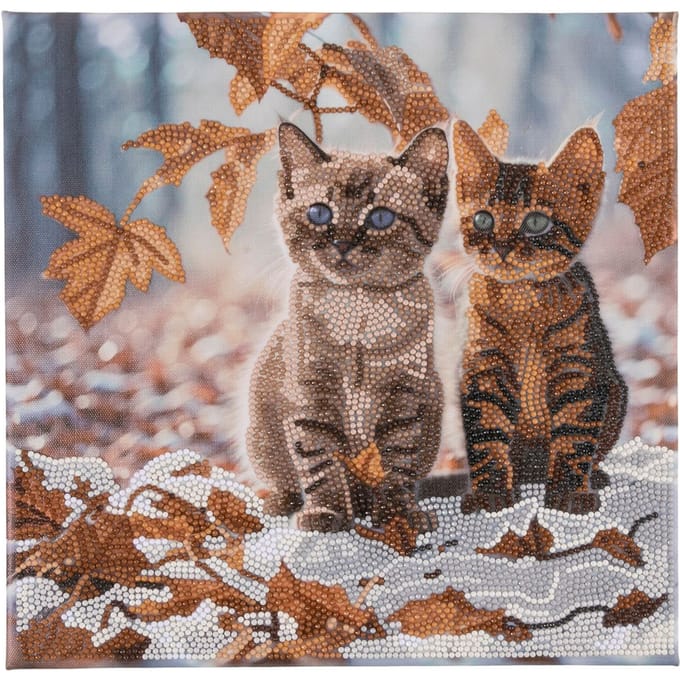 Diamond Painting "Crystal Art Kit", 30 x 30 cm - Autumn Kittens
