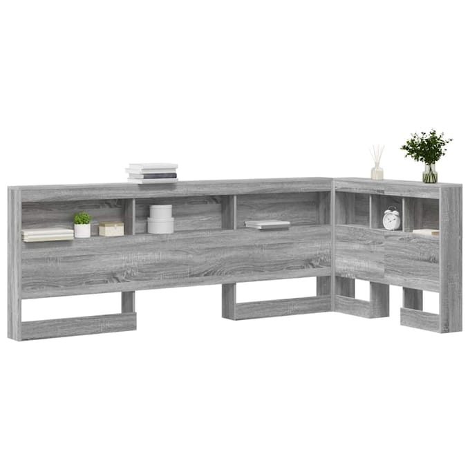 vidaXL Opberghoofdbord met plank Grijs Sonoma 90 cm Bewerkt hout