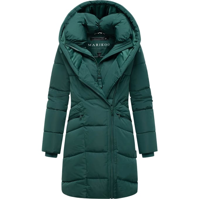 Marikoo dames gewatteerde mantel Virenaa met layer-look & fleecevoering