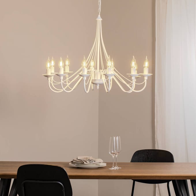 ALDEX Kroonluchter roze, wit, 12-lamps, metaal