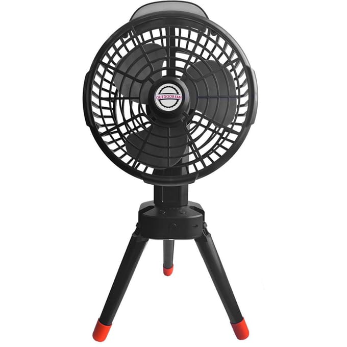 2-in-1 Campingventilator met LED-licht Multifunctionele Tent Plafondventilator Oplaadbare Statiefventilator Ondersteuning zwart