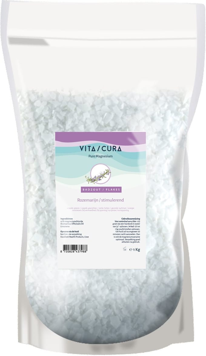 Vitacura Magnesium zout flakes rozemarijn 1 Kilogram