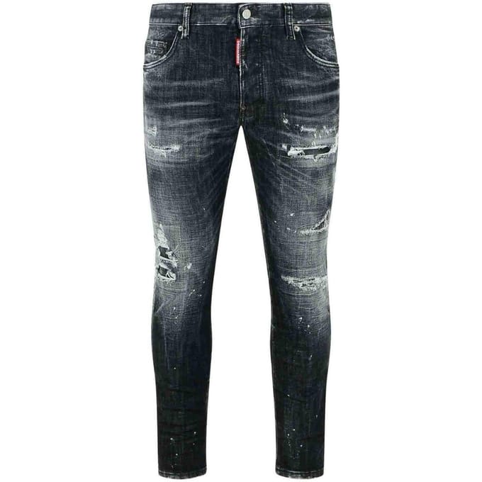 Dsquared2 Zwarte Skaterjeans Met Rocky Mountains-wassing
