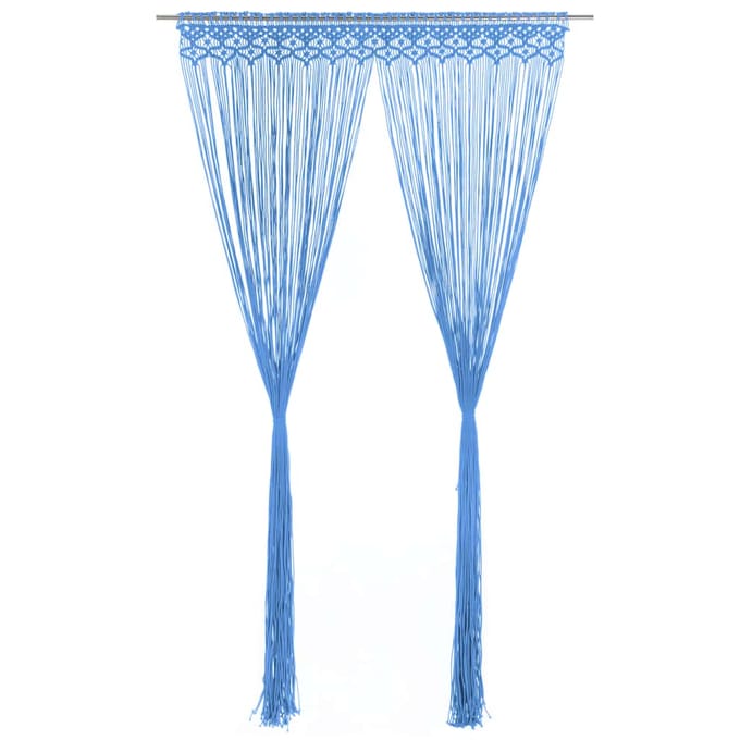 vidaXL - Gordijn - macramé - 140x240 - cm - katoen - blauw