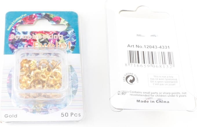 Scrapbooking Eyelet Bloem 6mm 50 stuks Goud Diameter gat 2.2mm.
