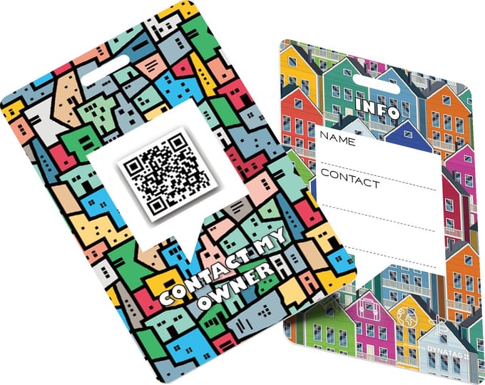 DynaTag Bagagelabel Kofferlabel met QR-code - Gekleurde Favela