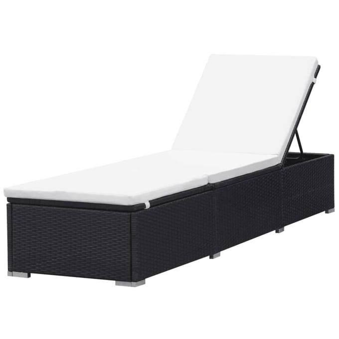 vidaXL - Ligbedden - met - kussens - 2 - st - poly - rattan - zwart