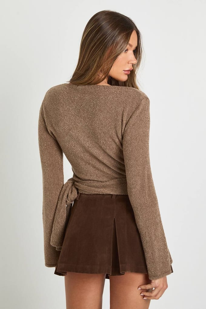 boohoo Dames V-hals Ballet Wrap Cardigan | Steen | Maat: Large