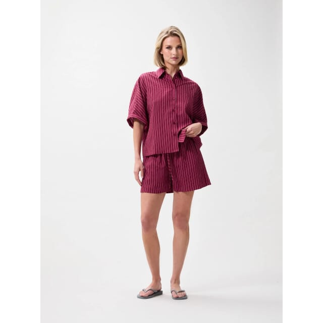 Catwalk Junkie Striped Short Sleeve Blouse Dames - Jurken - Rood - Maat 40
