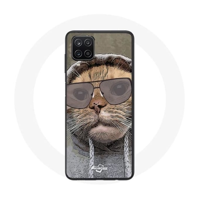 Samsung Galaxy A12 hoesje Kat met grappige fotokap Dieren