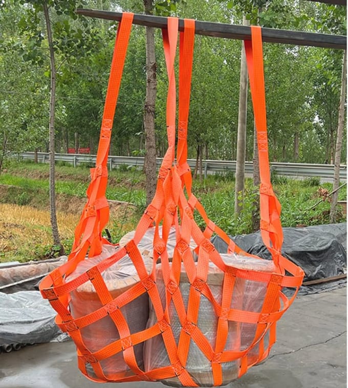 Hangend hefnet 1 x 1 m - 300 kg polyester lussen - Hoog draagvermogen lastlifter net