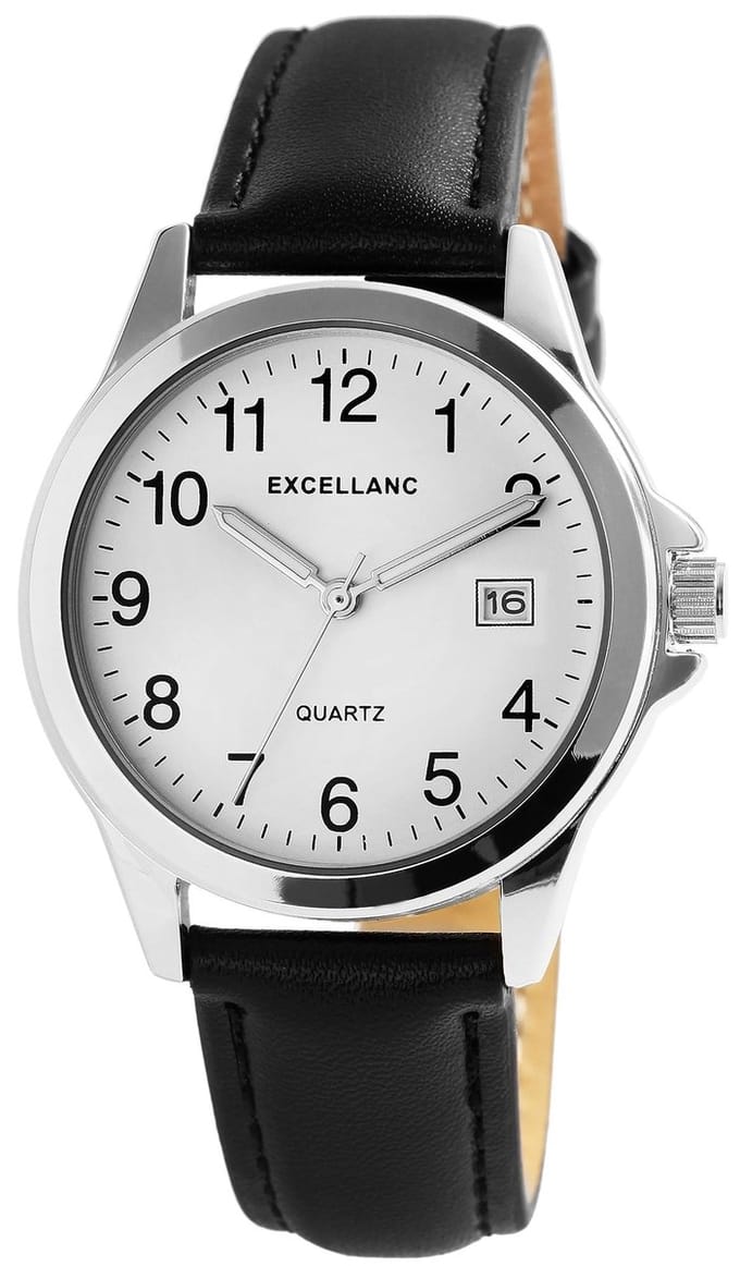 EXCELLANC Herenhorloge imitatieleer Datumaanduiding
