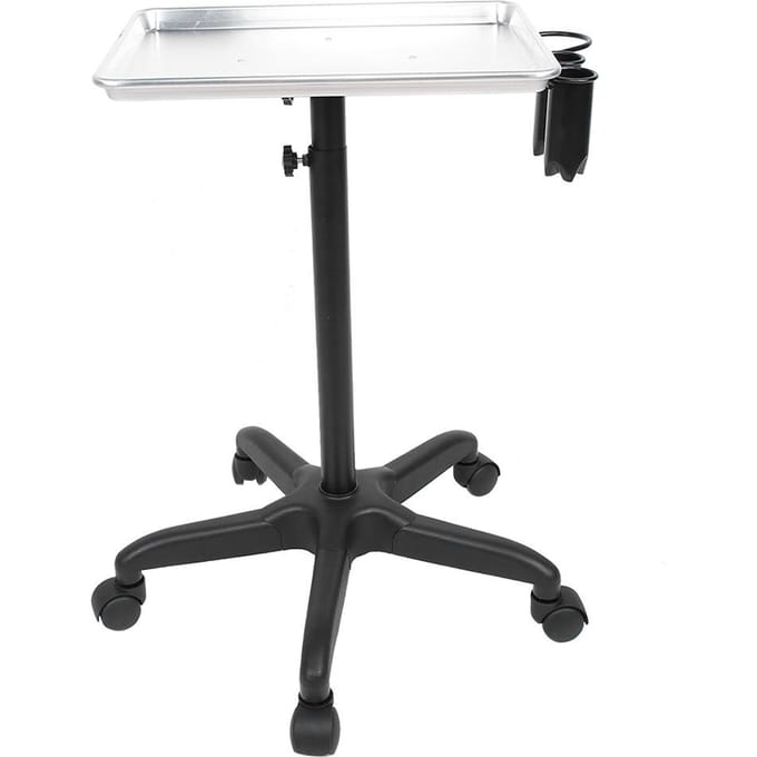Haarsalon Trolley Verstelbare Hoogte Aluminium Legering Rolkar voor Kapperszaak black