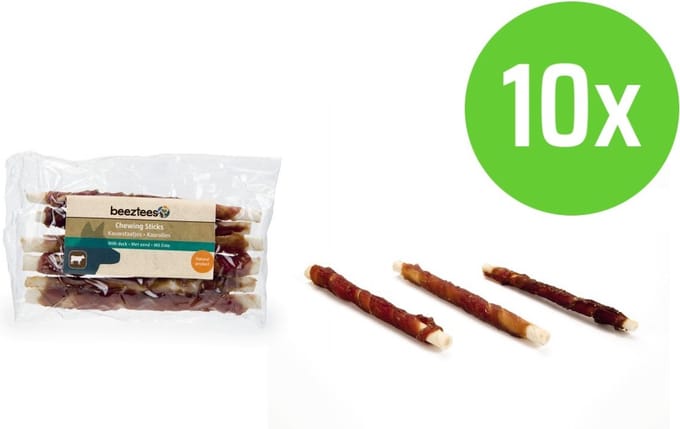 Beeztees Kauwstaafjes Eend 6 Stuks - hondensnack - 10 verpakkingen