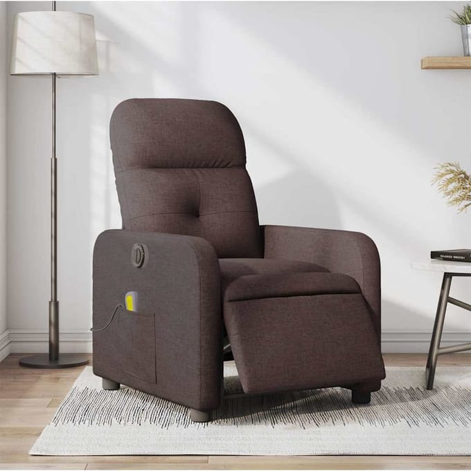 vidaXL - Massagestoel - elektrisch - verstelbaar - stof - donkerbruin