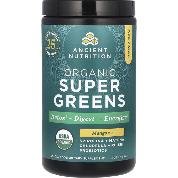 Ancient Nutrition, Super Greens Bio, Mangue, 6,8 oz (192,8 g)