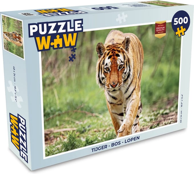 Puzzel Tijger - Bos - Lopen - Legpuzzel - Puzzel 500 stukjes