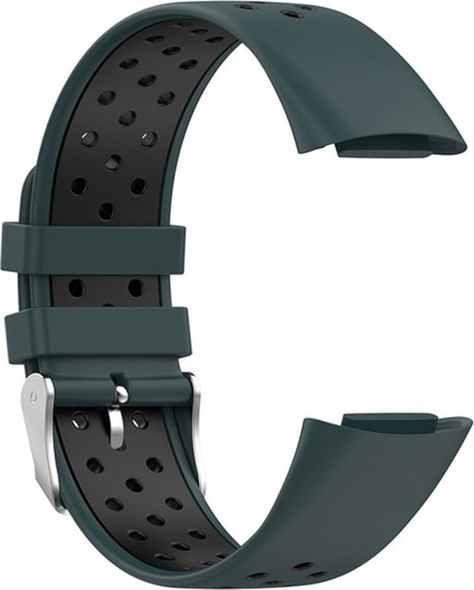 Siliconen bandje - geschikt voor Fitbit Charge 6 - donkergroen-zwart