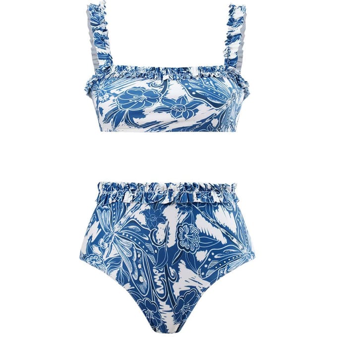 Bijgewerkte Sexy Bikini Gesplitst Drie Delig Dames Badpak Mesh Rok L white