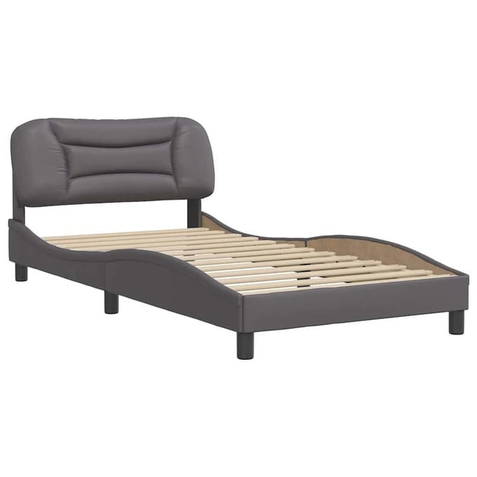 vidaXL - Bedframe - zonder - matras - "Hvar" - kunstleer - grijs - 100x200 - cm