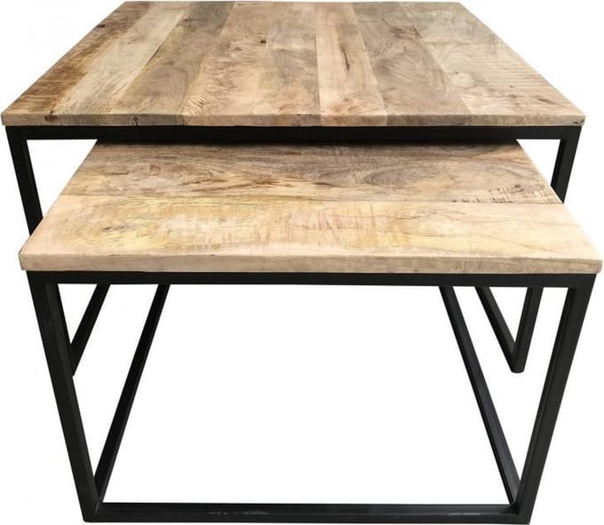 koffietafels - bijzettafels H70  - set van 2 - houten tafel
