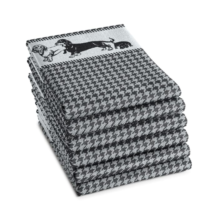DDDDD - Saar - 6x Theedoek - Set van 6 - Katoen - Geruit - 60x65 cm - Zwart