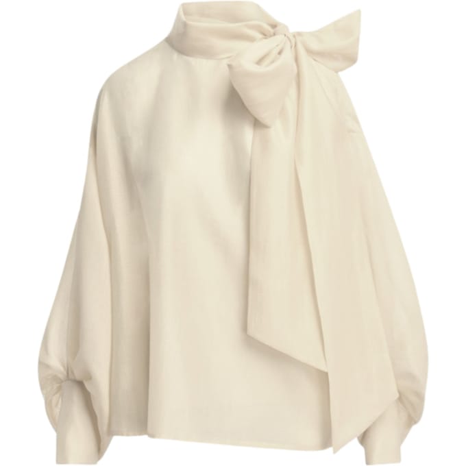 Essentiel Antwerp Pussy Bow Tie Top Tops Off White Karismatic