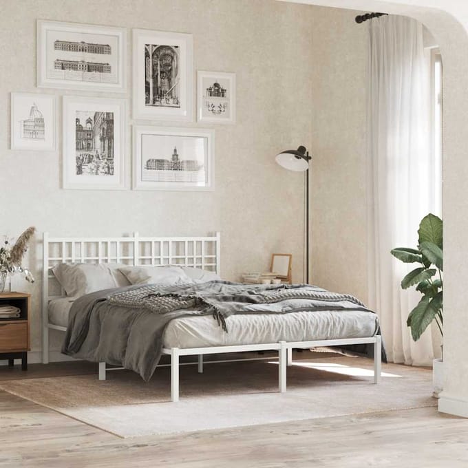 vidaXL Vervangend hoofdbord 120 cm metaal wit
